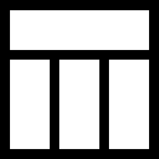 Layout square outlined button of three columns with the header